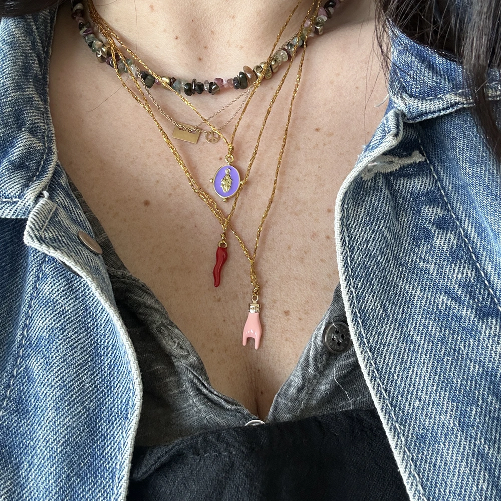 Collier trio de grigris, mano cornuta, piment & madone – Image 2