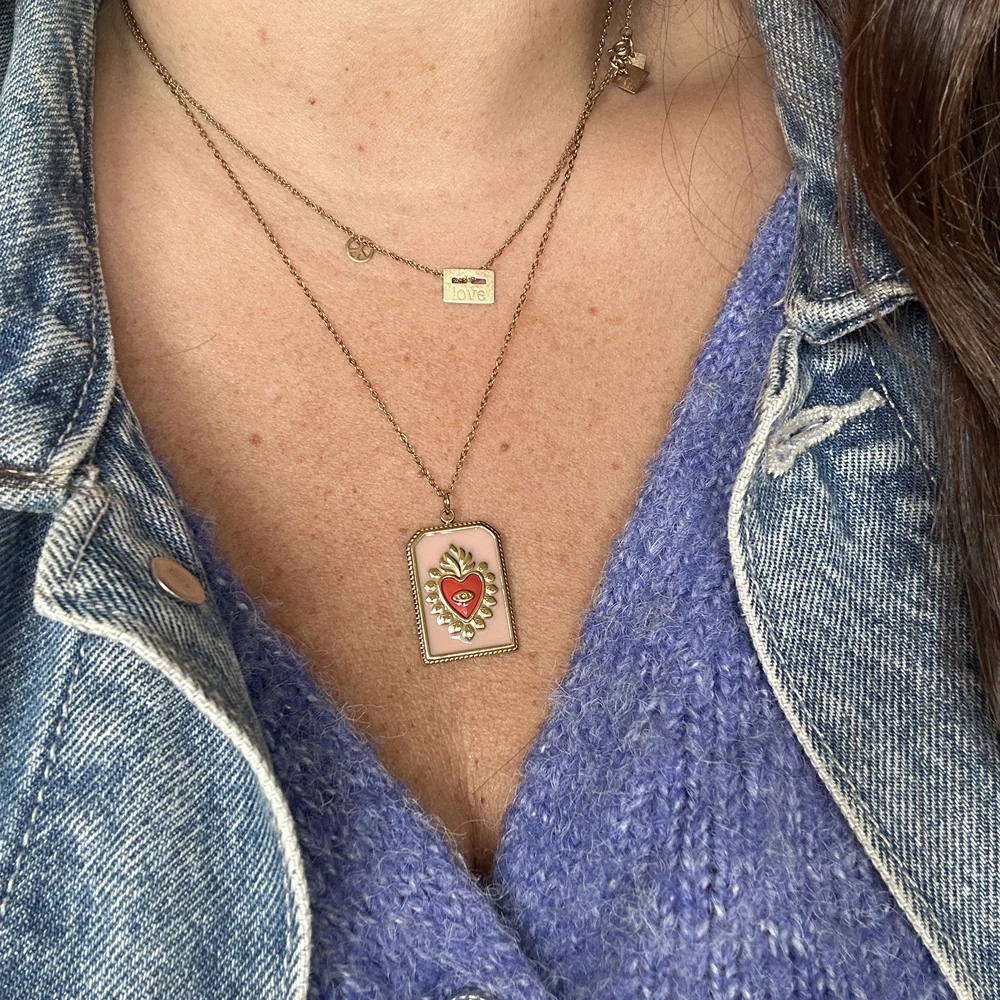 Collier amulette coeur sacré rose, Lililovemoon – Image 2