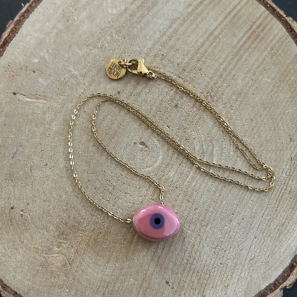 Collier œil rose en porcelaine, Lililovemoon – Image 4