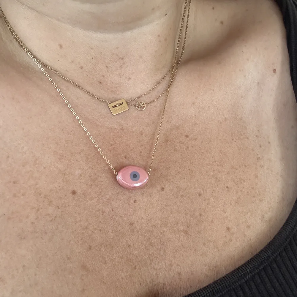 Collier œil rose en porcelaine, Lililovemoon – Image 2