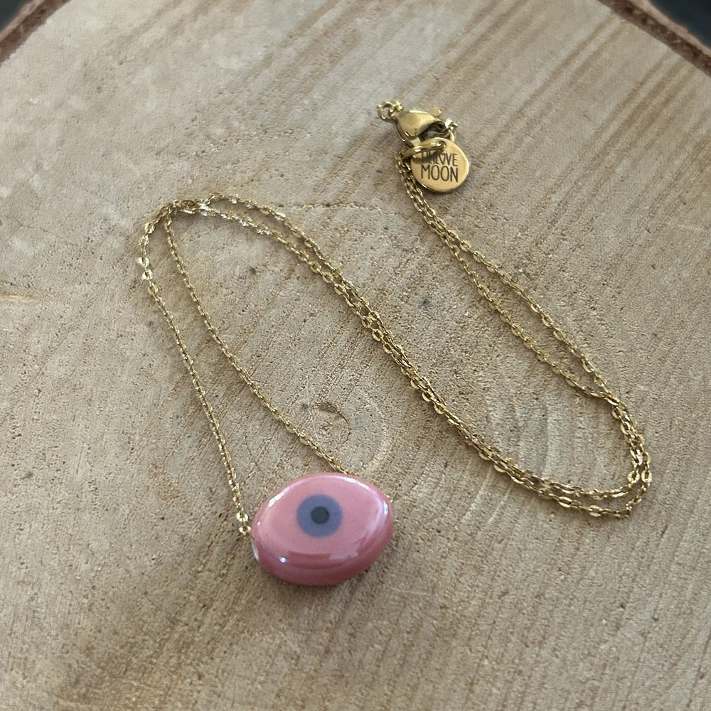 Collier œil rose en porcelaine, Lililovemoon – Image 3