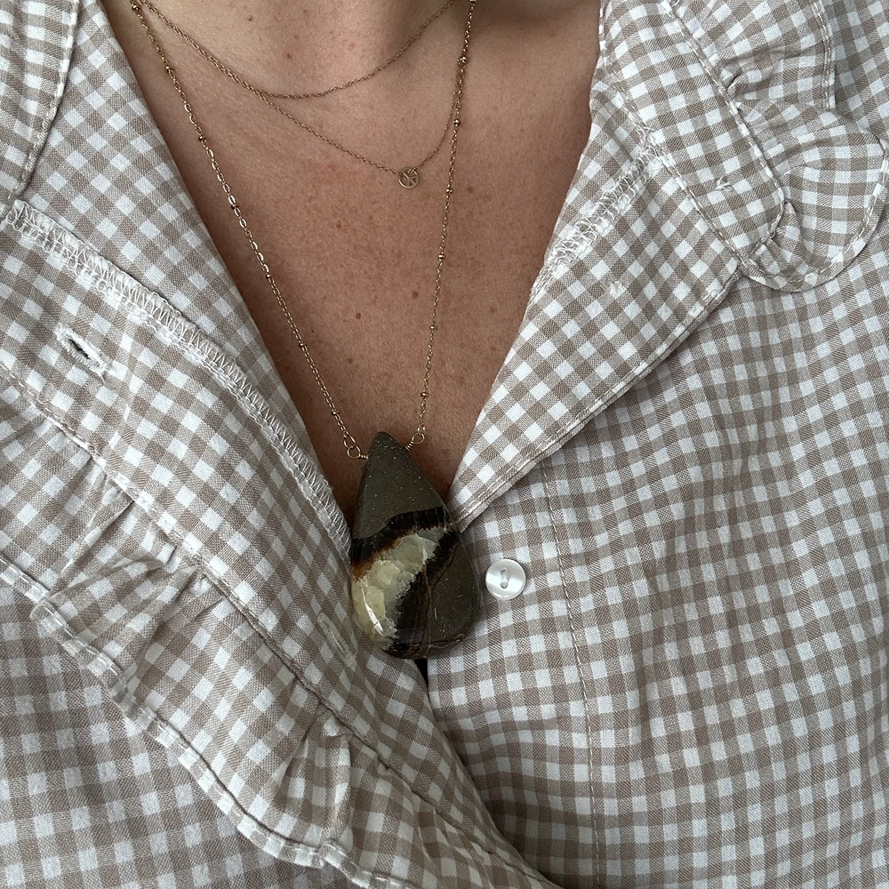 Collier pierre naturelle Septaria