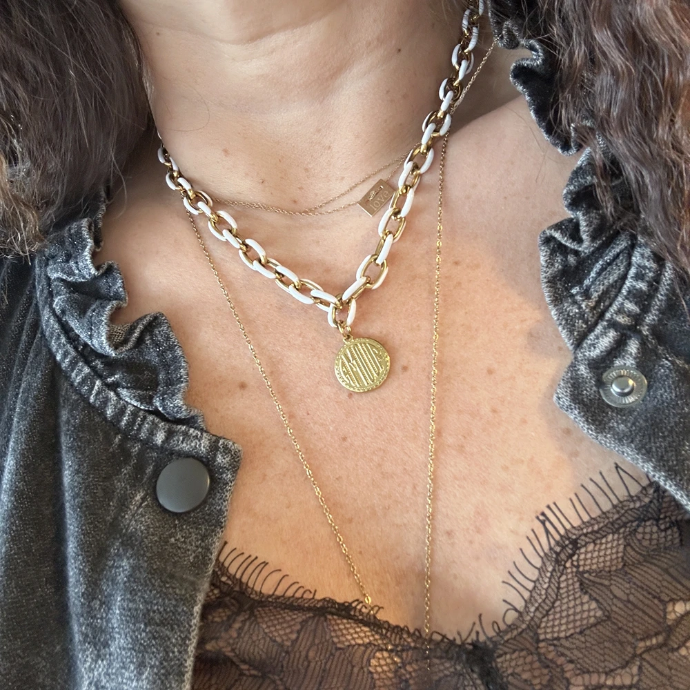 Collier AMOUR, chaîne gros maillons blanc Lililovemoon – Image 2