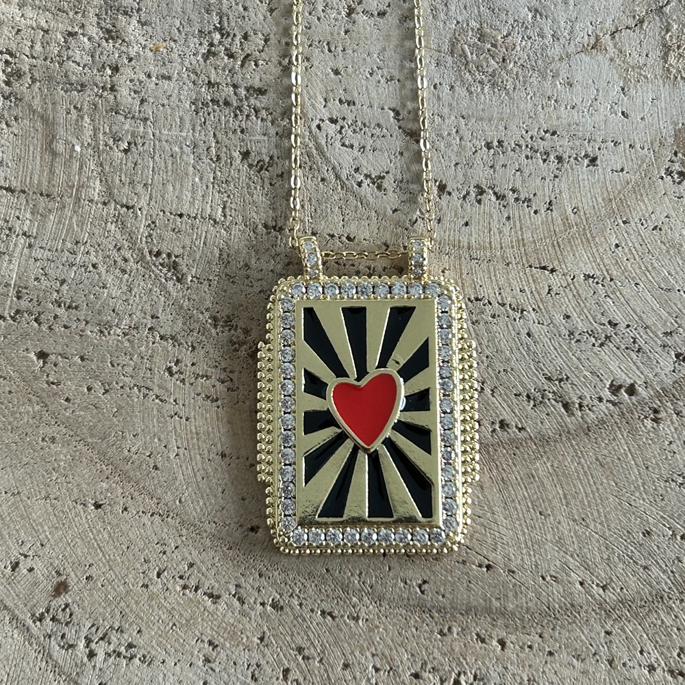 Collier CIRCUS talisman coeur rouge et noir, Lililovemoon