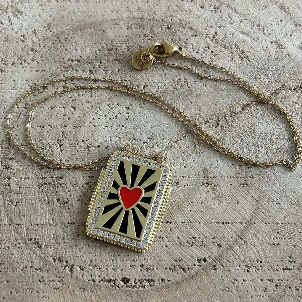 Collier CIRCUS talisman coeur rouge et noir, Lililovemoon – Image 3