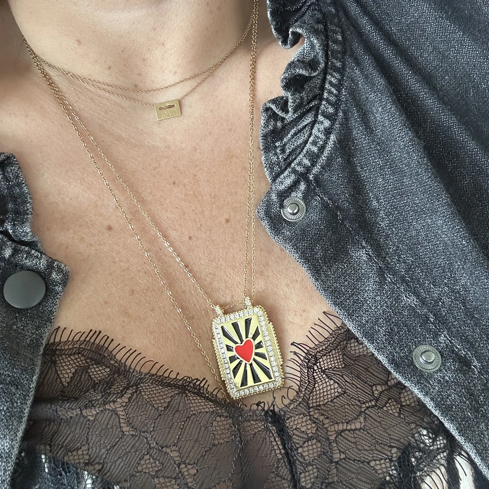 Collier CIRCUS talisman coeur rouge et noir, Lililovemoon – Image 2