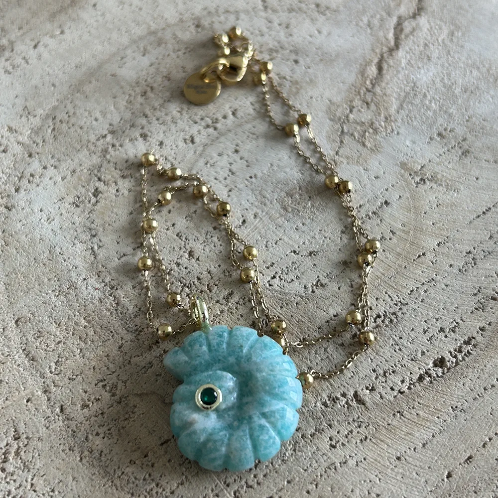 Collier Ammonite en pierre naturelle Amazonite
